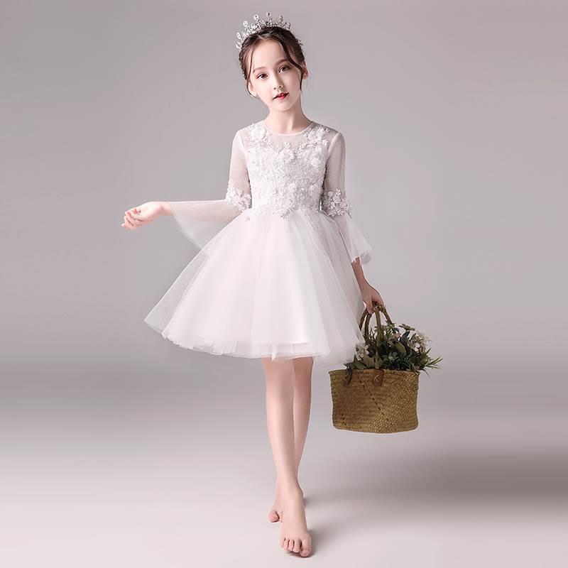 l儿童琴礼服公裙蓬蓬纱女童婚纱小主主持人表晚礼服演花童钢演出