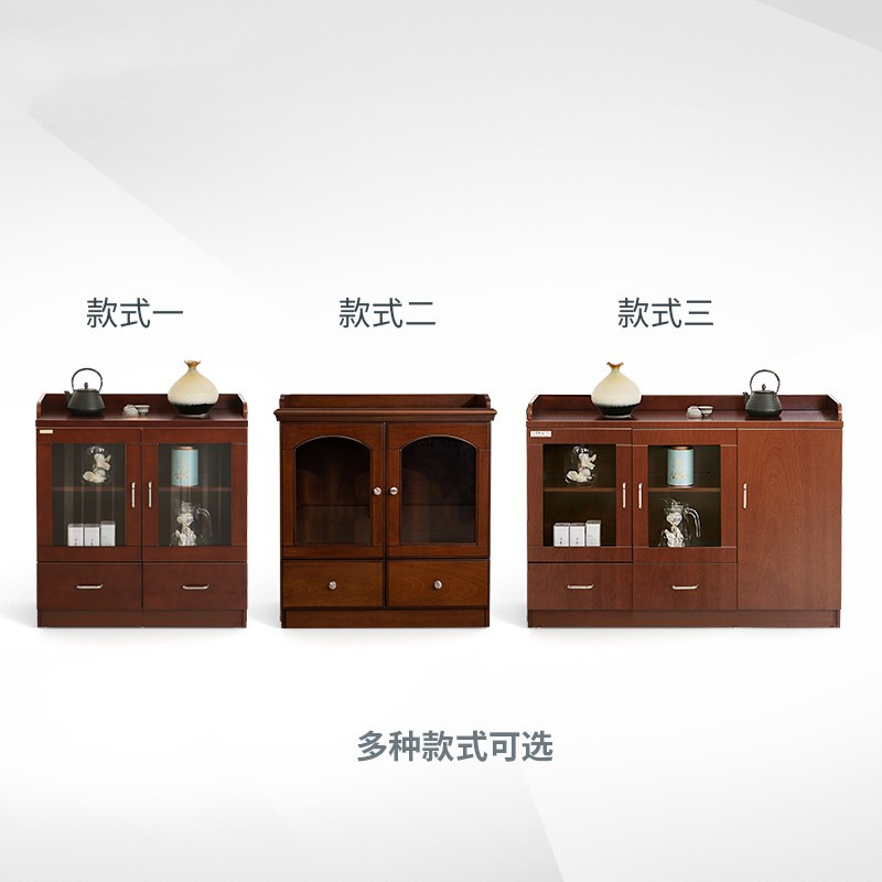 现代简约行政办公家具1.2米环保油漆茶水柜0.8餐边柜实木皮胡桃色