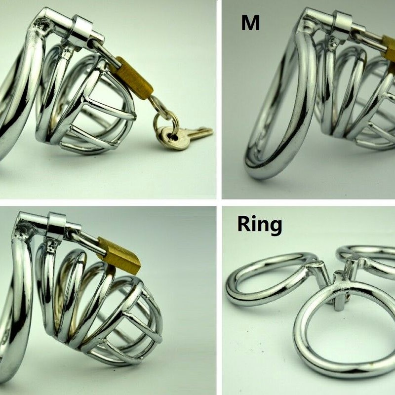 Stainless Steel Male Chastity Device Belt Bird Cage Lock Bon