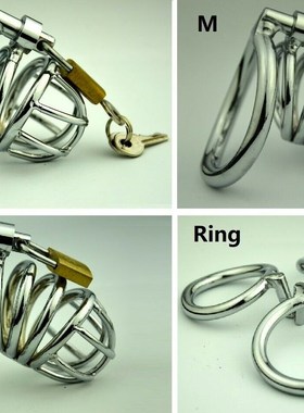 Stainless Steel Male Chastity Device Belt Bird Cage Lock Bon