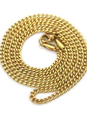 Hip Hop Men Stainless Steel Slim Vacuum Plating Cuban Chain