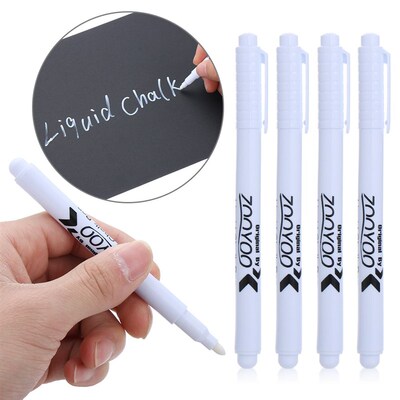 极速5pcs White Liquid Chalk Pen Black Board Marker Erasable