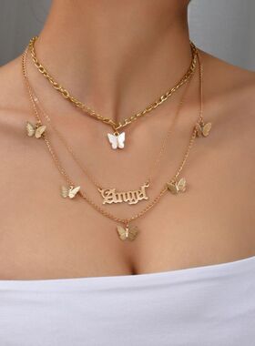 Necklace Personality alphabet pendant alloy Set 时尚合金项链