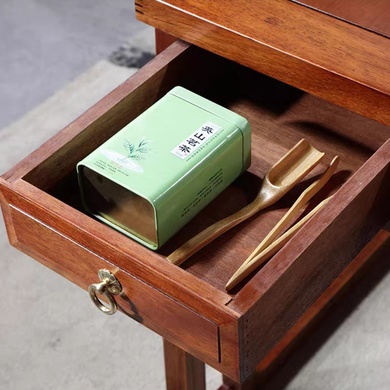 红木茶台新中式实木茶桌椅组合花梨木仿古雕花功夫茶几大理石茶桌