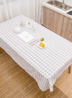 Plastic PVC Rectangula Grid Tablecloth Waterproof