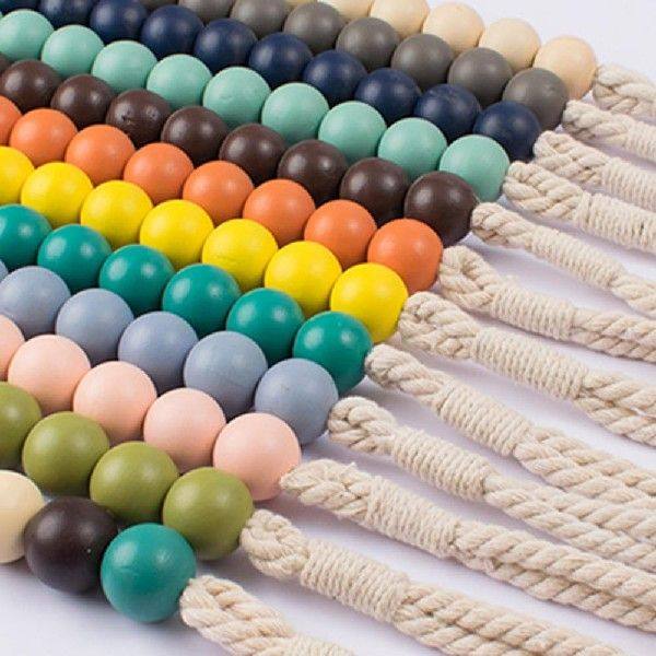 Wooden Beads Curtain Tieback Rope Simple Design Holdback