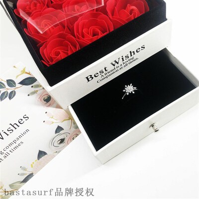极速Rose gift box jewelry pendant necklace ring immortal flo