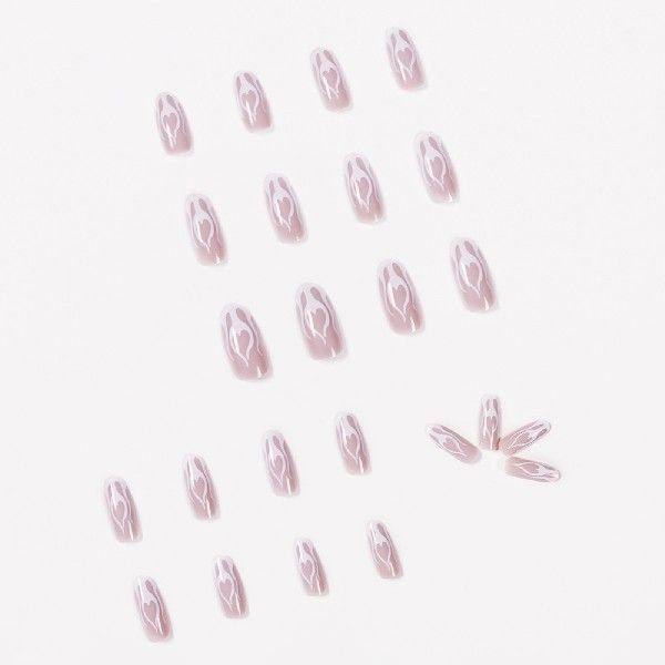 24pcs White Flame Nail Extension Patch False Nail Set