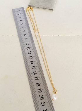 项链 看好尺寸不退513 m/1937 质感亚光金色 淡水珍珠坠 简约百搭