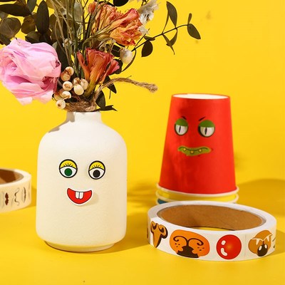 创意儿童diy手工卡通黑白彩色眼珠眼睛表情不干胶带背胶嘴巴贴纸