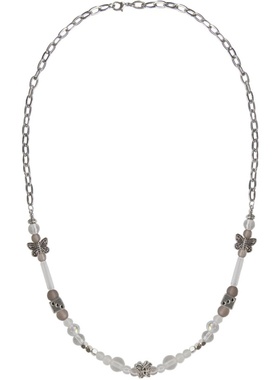 欧美潮牌定制款嘻哈个性磨砂透明珠子蝴蝶骰子项链情侣锁骨链配饰