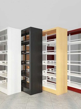 米奇特工TSJ08图书馆书架钢制资料架办公室置物架黑色双面副架