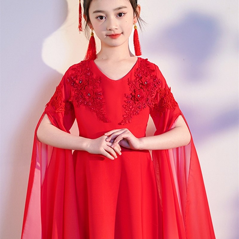 新款儿童古筝演出服中国风钢琴二胡表演服仙女款服装气质水袖飘逸