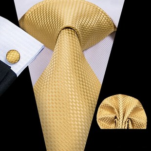 Yellow Handkerc Silk and Ties Gold Floral Set Men Tie