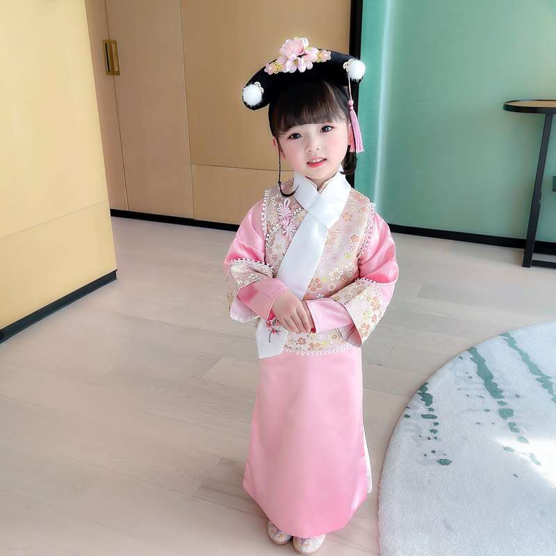 格格服儿童汉服女宝宝清朝宫廷服装中国风女童春秋古装演出服唐装