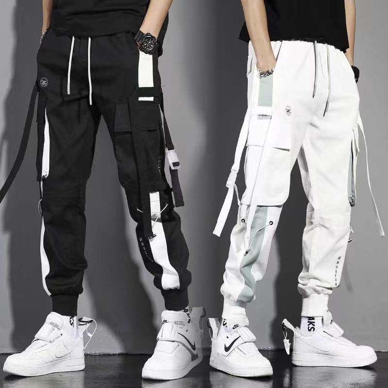 Classic Streetwear Casual Men Ribbons Harem Jogging Pants Ma