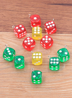 10Pcs 14X17MM 11 Color Transparent Dice DIY Earring Pendants