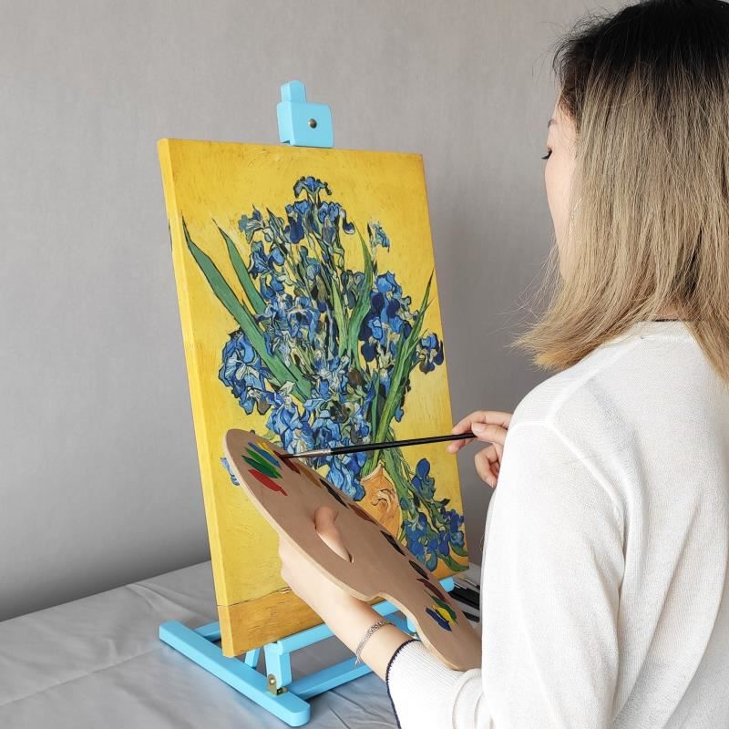 彩色桌面画架台式4K8开画板白黑粉红胡桃色画架套装木制可折叠便