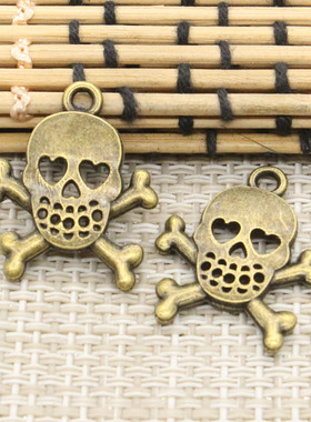 古青铜DIY吊坠 饰品配件 骷髅头 25x21mm 20个 T10449