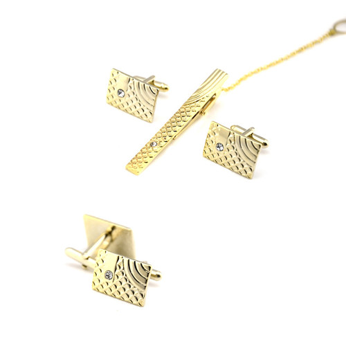 极速Gold Tie Clip and Cufflink Set For Men Classic Meter Tie