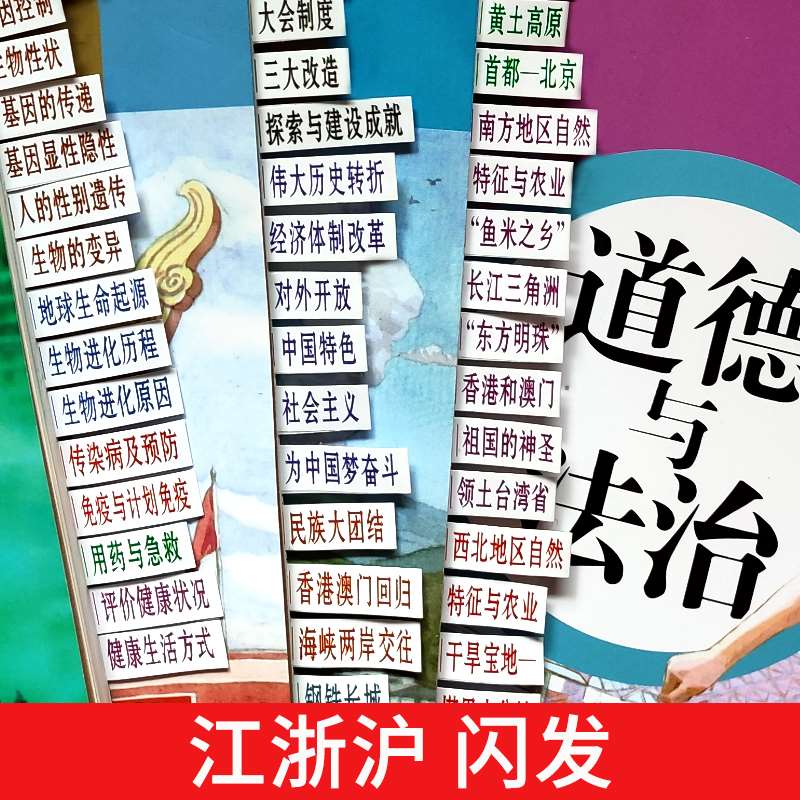 中考历史政治开卷神器初中教材目录标签贴考试速查索引防水记号页