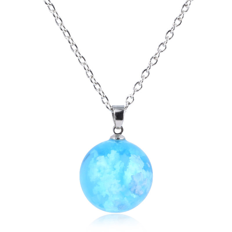 欧美创意饰品蓝天白云云朵透明球形树脂吊坠项链亚马逊