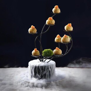 网红荔枝虾球餐具创意妃子笑点心架子米其林意境菜拔丝榴莲水果树
