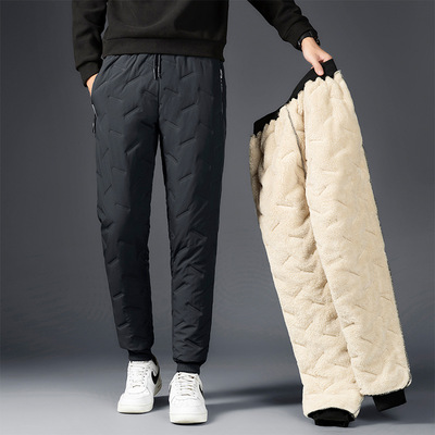 Mens Winter Fleece Thick Lambswool Warm Sweatpants Casual W