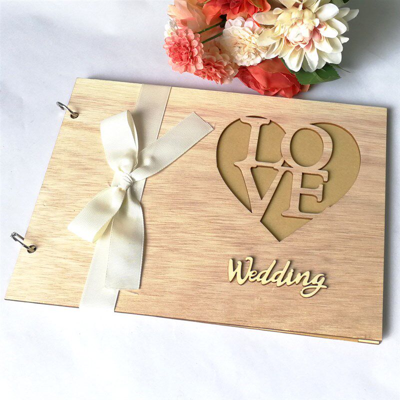 跨境爆款木质婚礼留言簿记事本木制婚庆结婚相册笔记本创意工艺品