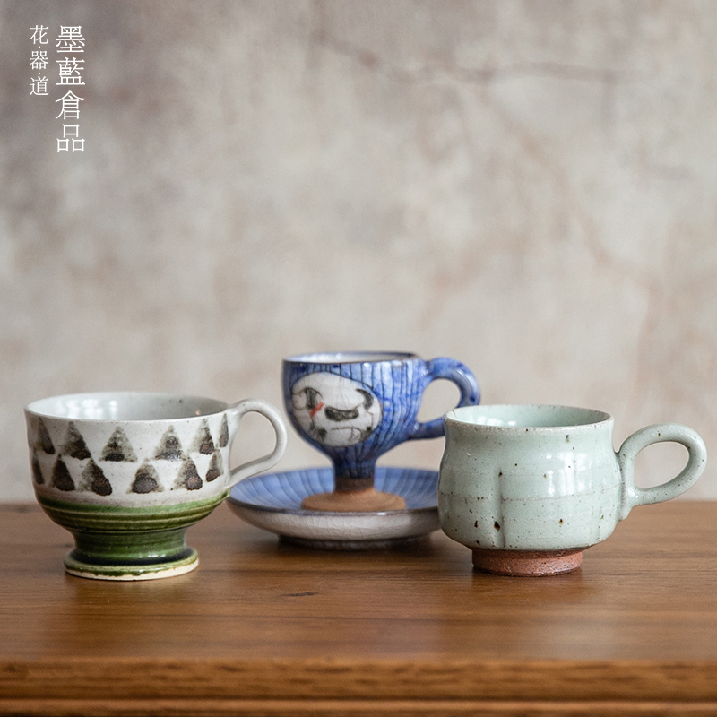 日本进口全新九谷烧陶瓷咖啡杯茶杯 日式小奢华手工下午茶具杯碟