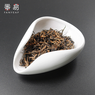 茶荷白瓷赏茶禅意陶瓷茶则茶道配件茶具茶碟复古风茶勺套装投茶器