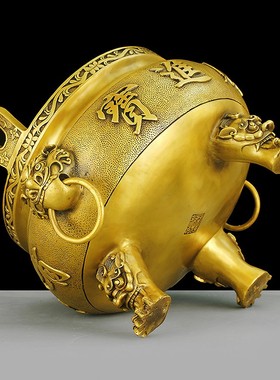 极速纯铜香炉摆件大号家用室内供奉寺庙祠堂有求必应三足香炉工艺