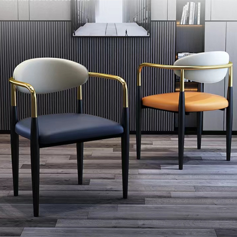 商务接待会客椅洽谈桌椅轻奢餐椅现代简约餐厅凳子带扶手靠背椅子