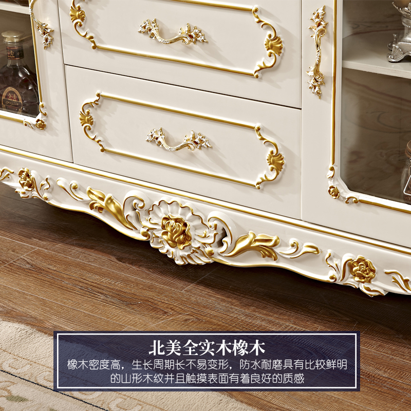 欧式餐边柜 美式别墅餐厅实木储物柜客厅隔断柜玄关柜门酒柜鞋柜