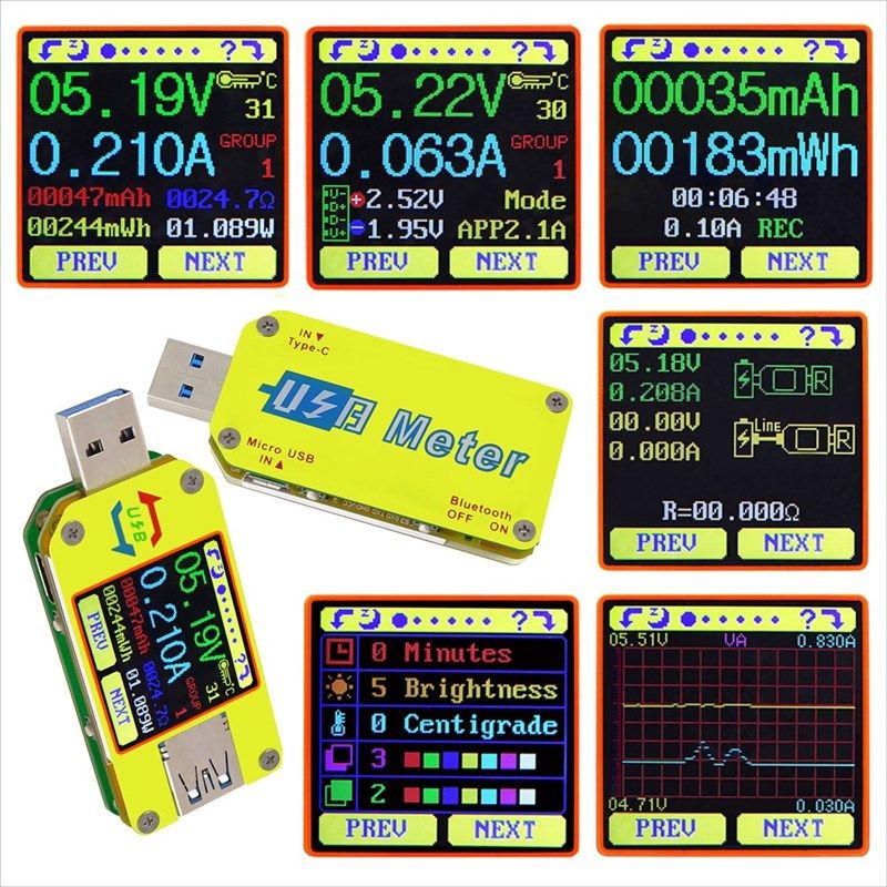UM34 UM34C for APP USB 3.0 Type-C DC Voltmeter ammeter volta