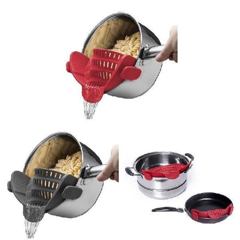 Kitchen Strain Strainer Clip On Silicone Colander Fits All