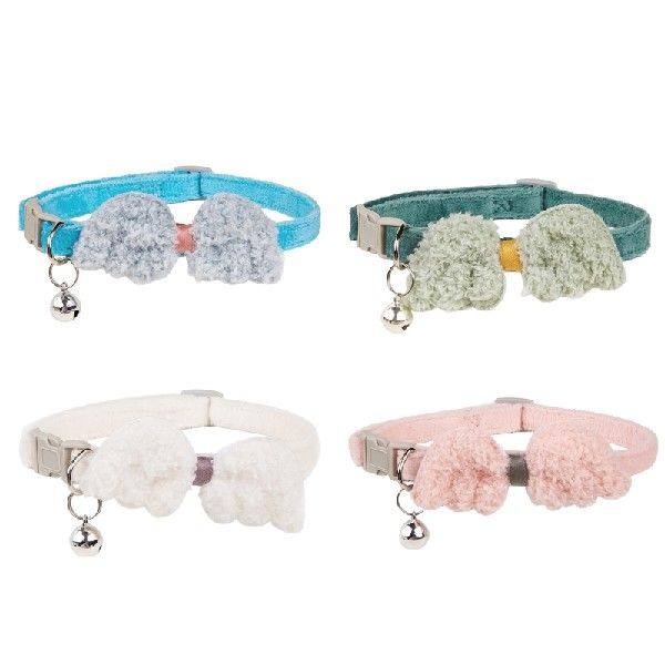 Pet Collar Angel Wing Decor Adjustable  Plush Collars