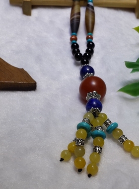 衣链带磨砂缠丝玉髓项链黄翡吊坠镶纯银挂件佛珠招财转运时尚女