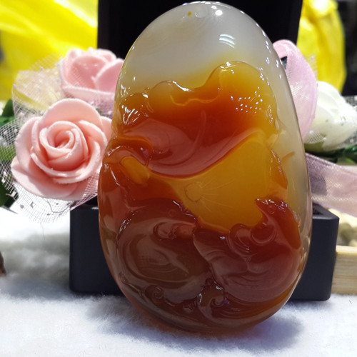 天然冰种玻璃种翡翠红翡色巴西玉髓 鸳鸯 荷花 挂件吊坠 招财男女