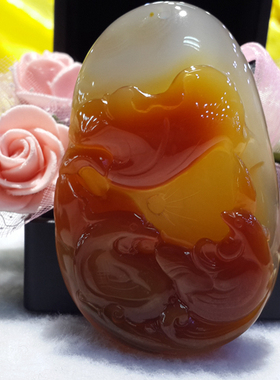 天然冰种玻璃种翡翠红翡色巴西玉髓 鸳鸯 荷花 挂件吊坠 招财男女