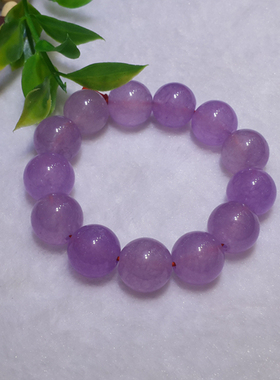 天然紫罗兰冰种 玉髓玛瑙 圆珠 16MM 手錬手串佛珠佛串 男女