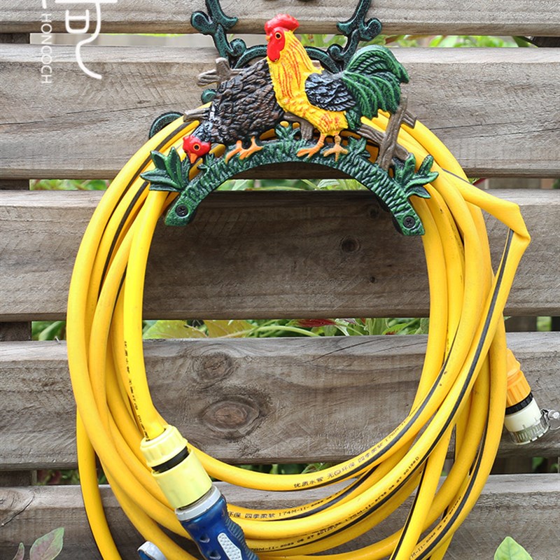 北欧复古铸铁创意水管架收纳卷管器庭院花园家用洗车软管浇花置物