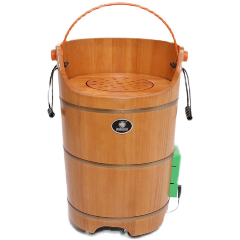 品适用家用加高橡木带盖子多功能熏蒸加热恒温桶蒸脚洗脚泡脚木桶