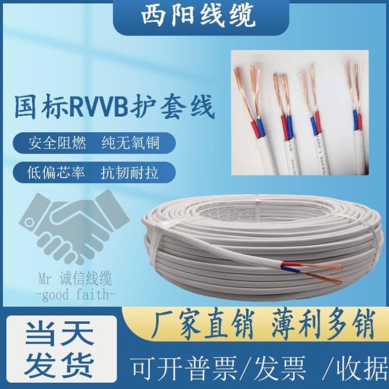 平行线纯铜RVVB2芯0.50.7511.52.5平软线多股源线白色护套线g