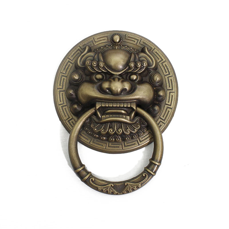 中式仿古大门把手纯铜实木门环别墅门大拉手古典铜狮子门环把手