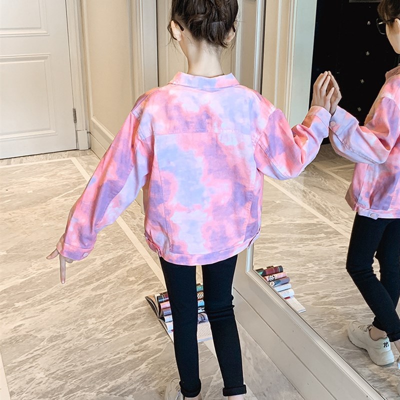 女童网红牛仔外套洋气2021年秋季儿童上衣小女孩秋款百搭时髦炸街