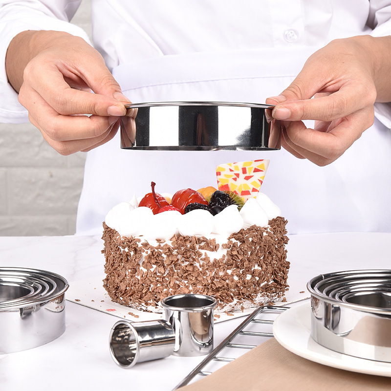 Round stainless steel set mousse ring baking cake mold set
