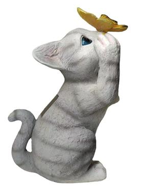 新款猫咪花园装饰摆件户外仿真太阳能灯动物树脂工艺品新品