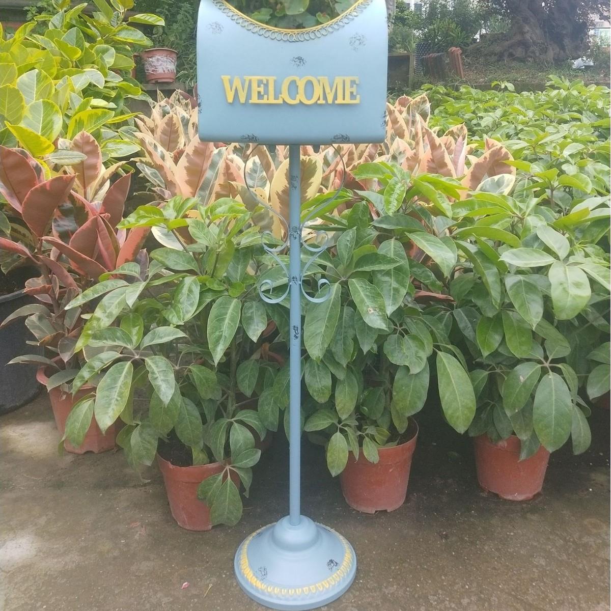 厂家直销铁艺落地式高脚信箱铁桶花架庭院花园阳台露台创意花架