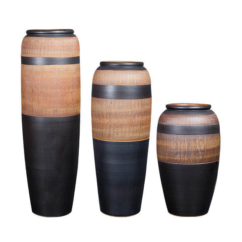纯手工雕刻景德镇陶瓷落地多尺寸大花摆件复古厚重家居软装饰品